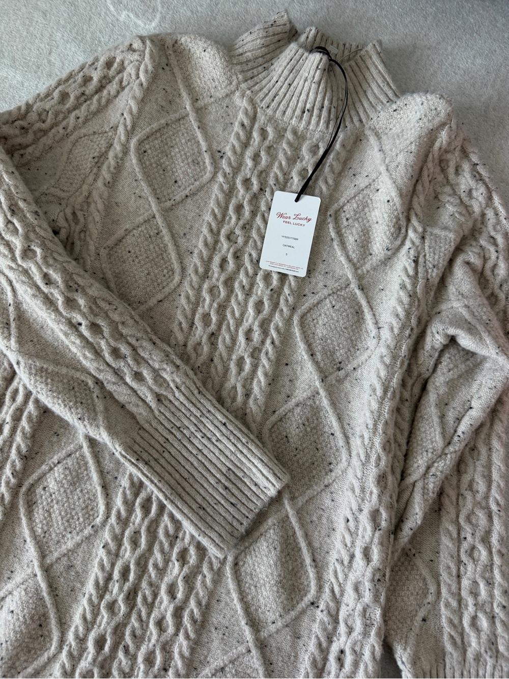 Lucky Brand Cable Knit Mock Neck Sweater Dress- Small